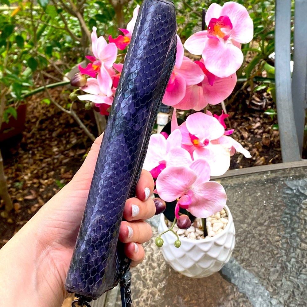 Rebecca Minkoff Blue & Purple Snakeskin Zip Wallet - Picture 10 of 16